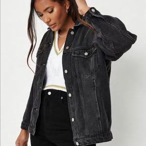recycled black oversized denim jacket